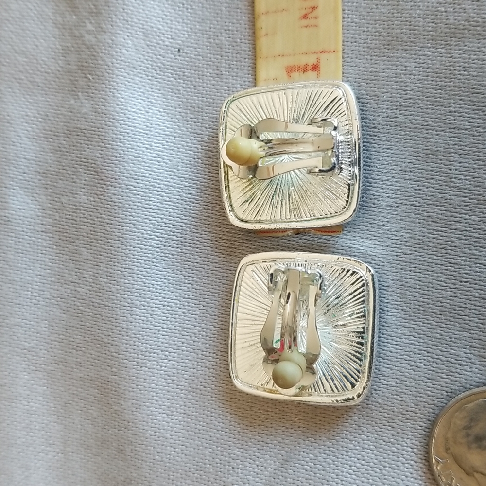 Inlay Abalone CLIP-ON earrings silver tone - Picture 3 of 4